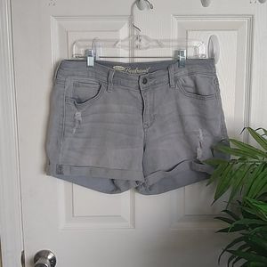 Grey Distressed Denim Shorts